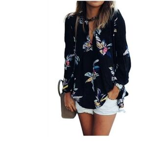 Amazon Essentials Black Floral Women's Blouse